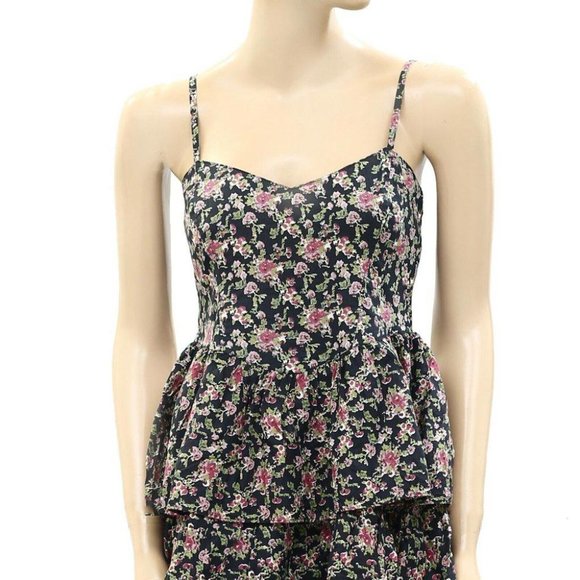 Twist & Tango Floral Printed Mini Dress Tiered Smocked Hawaiian S-36 NWT - Picture 2 of 5